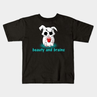 Beauty and Brains TShirt - Funny Zombie Bunny, Undead Animals Kids T-Shirt